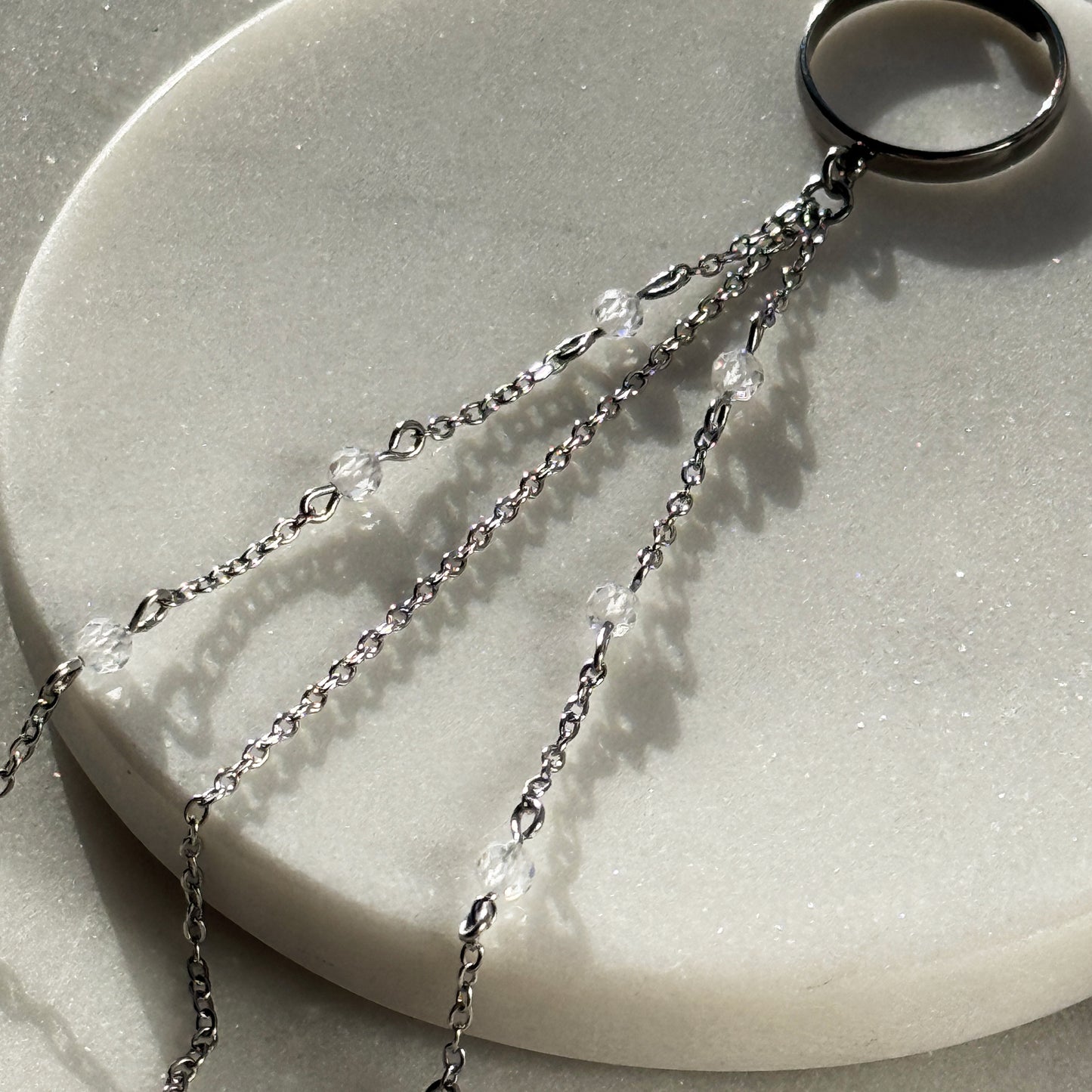 Bracelet On Finger With Cubic Zirconia