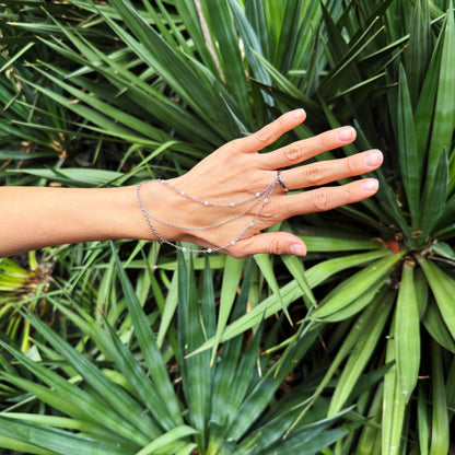 Bracelet On Finger With Cubic Zirconia