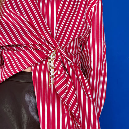 Brooch With Pearl And Chain Fringe