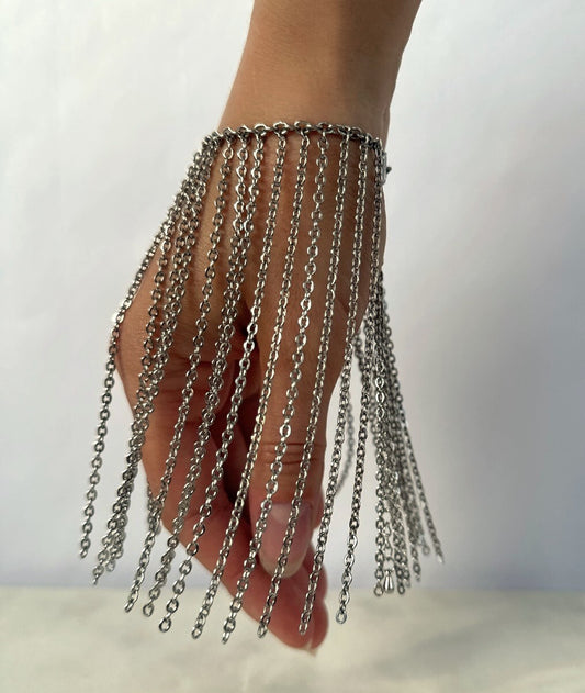 Cascade of Elegance Hand Silver Chain