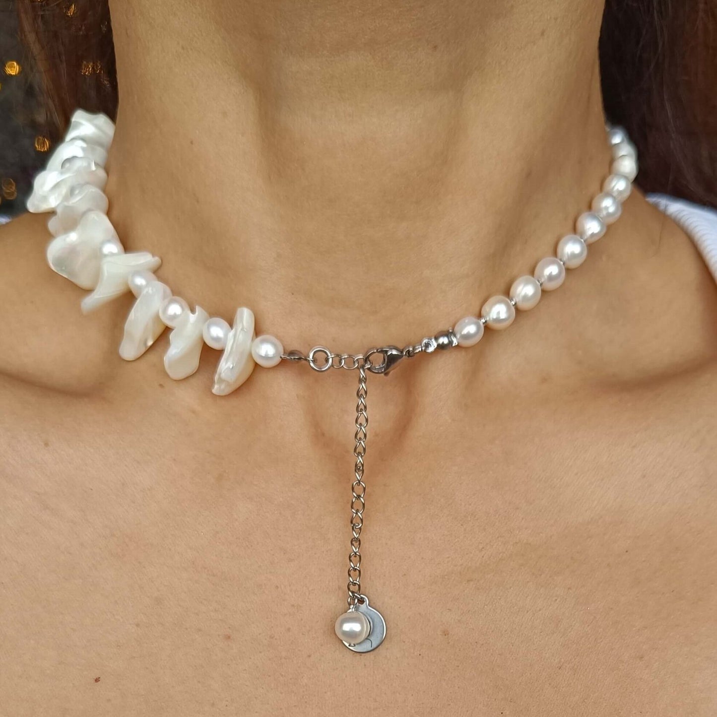 Celestial Pearl Fringe Necklace