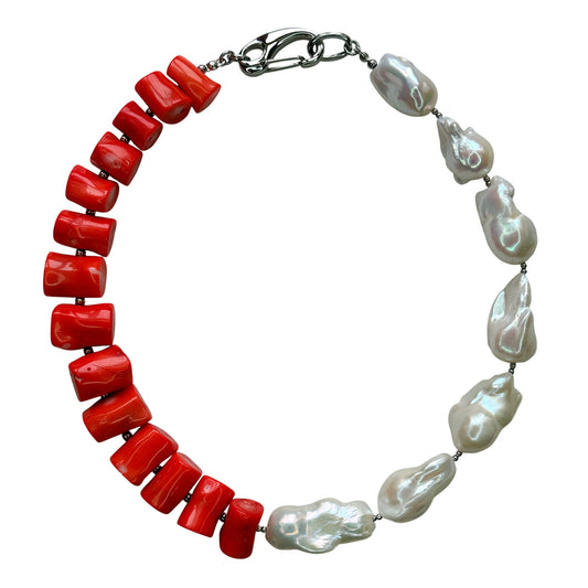 Coral Choker with Baroque Pearl
