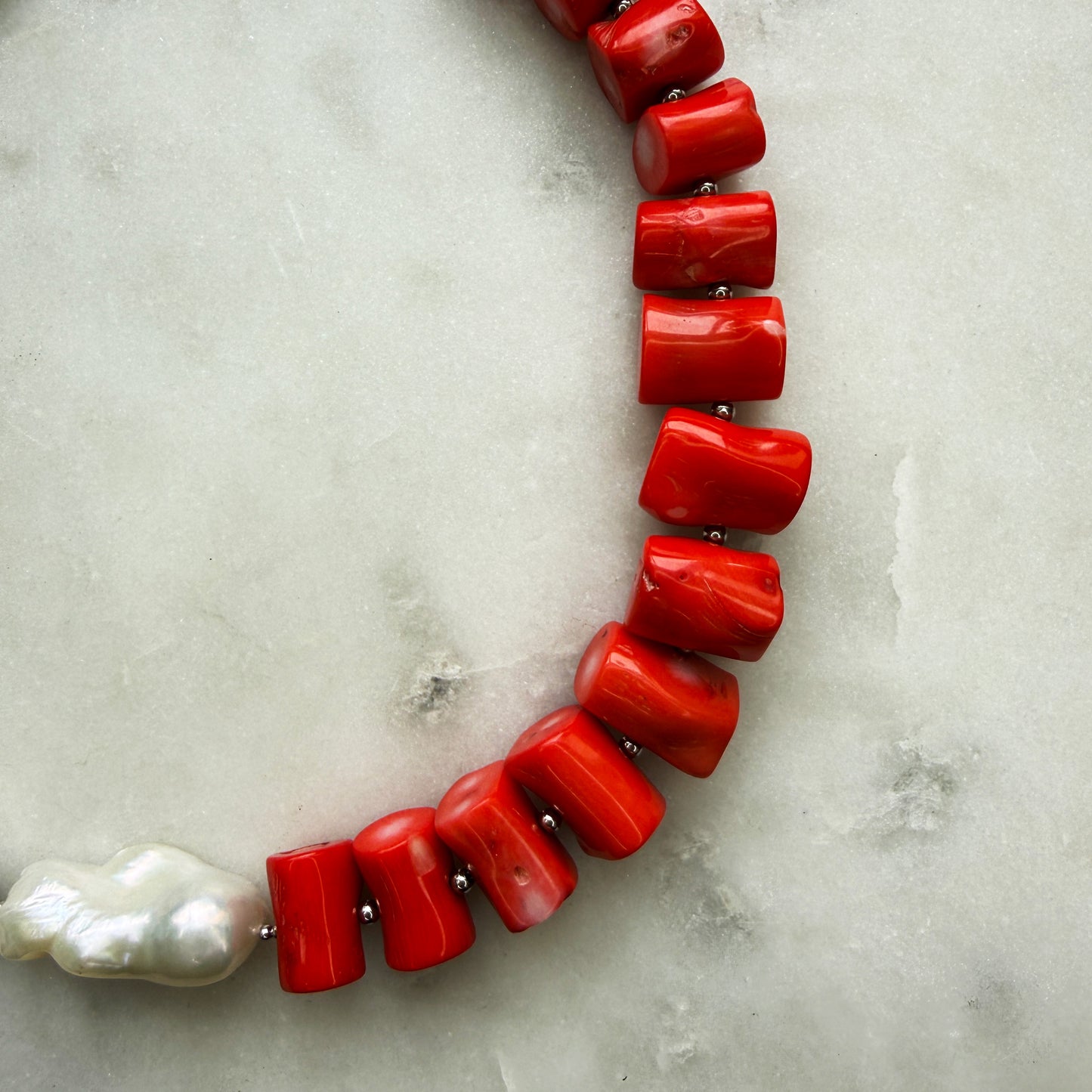Coral Choker with Baroque Pearl