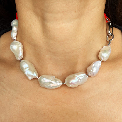 Coral Choker with Baroque Pearl