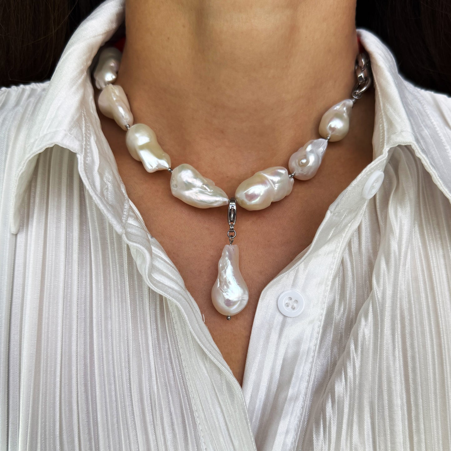 Coral Choker with Baroque Pearl