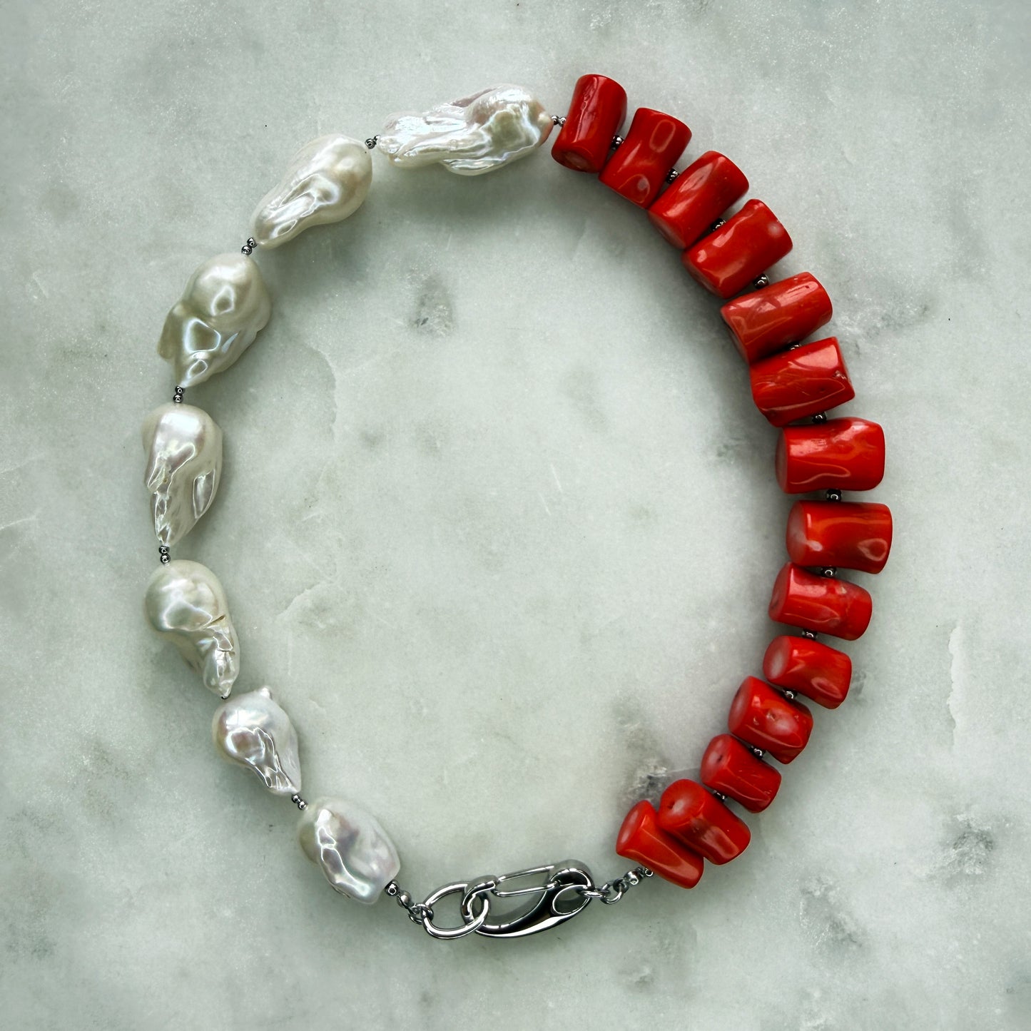 Coral Choker with Baroque Pearl