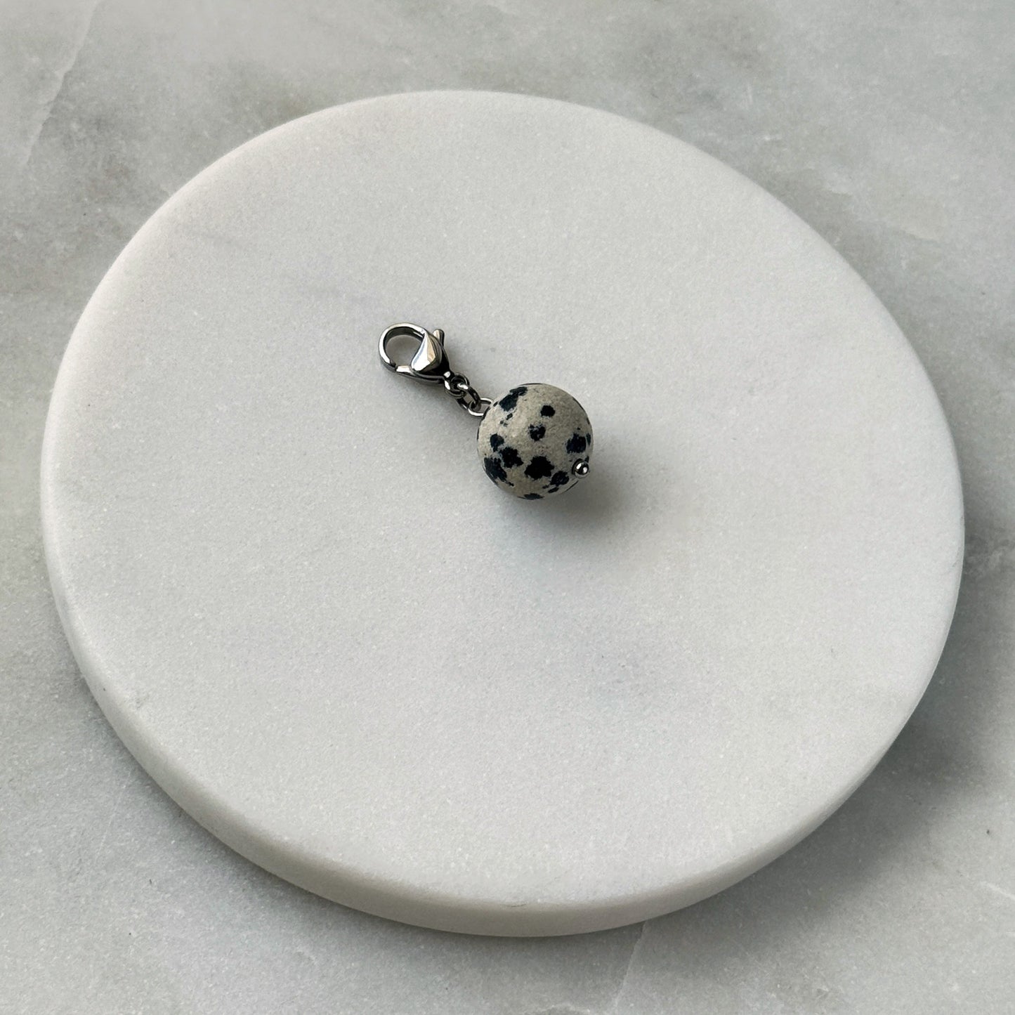 Dalmatian Jasper Silver Carabiner