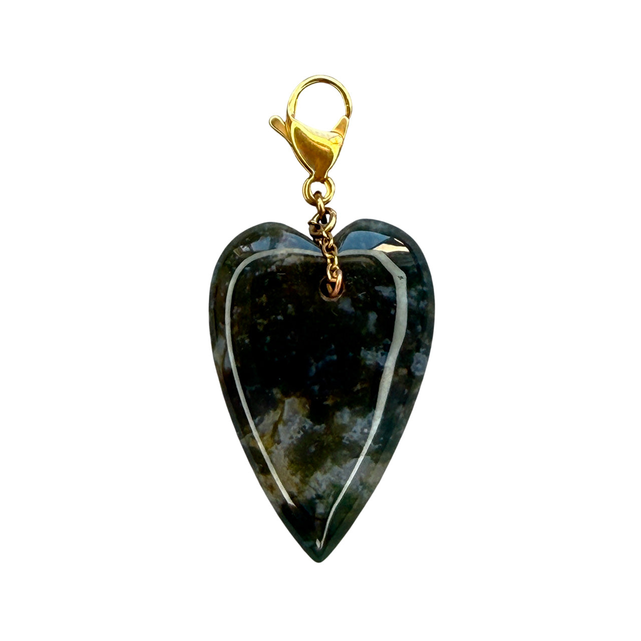 Deep Green Agate Heart Pendant