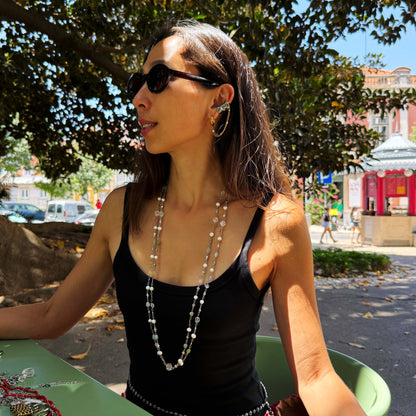 Double Strand Pearl & Gemstone Necklace