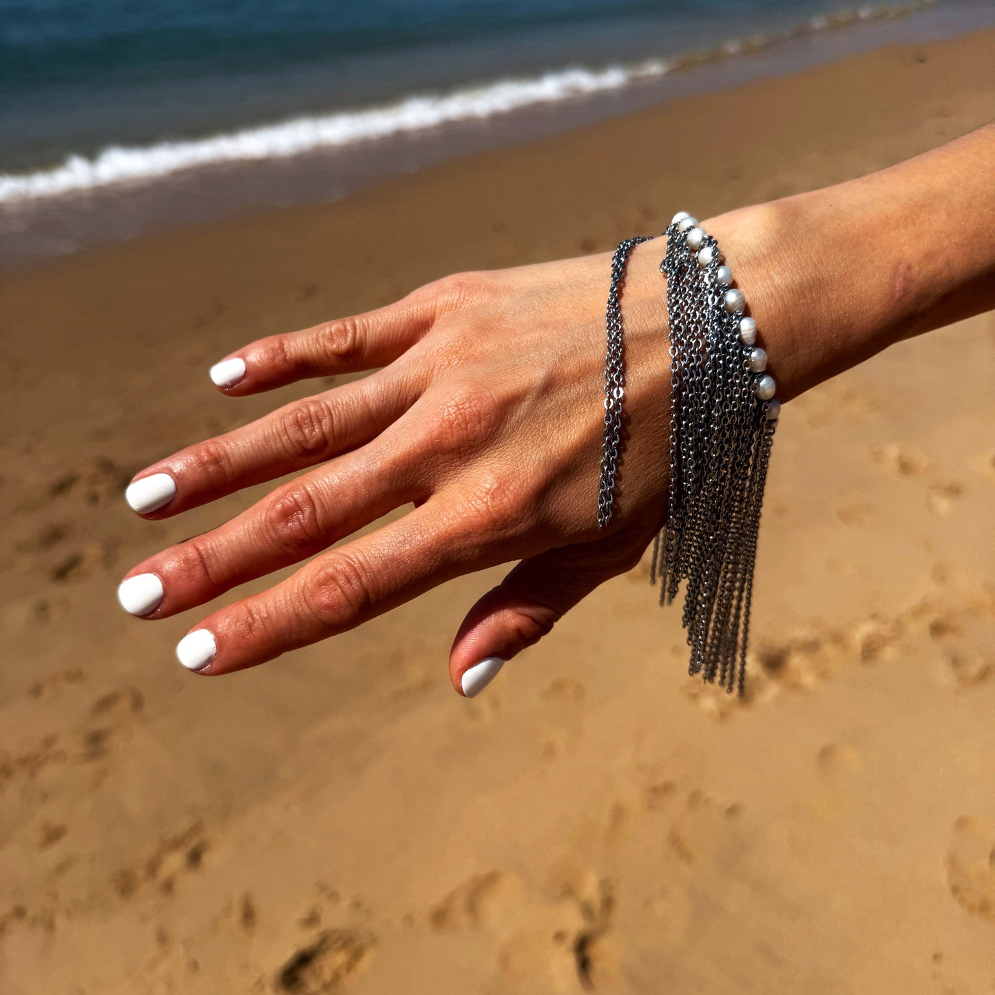Drizzle Bracelet Silver and White