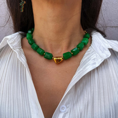 Earthly Elegance Statement Necklace with Gold