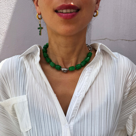 Earthly Elegance Statement Necklace with Steel