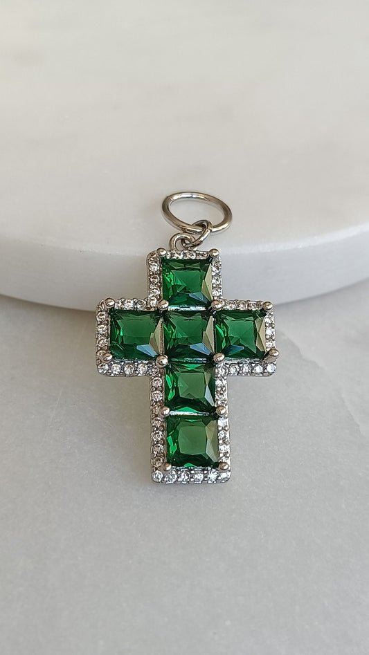 Emerald Radiance Cross Charm