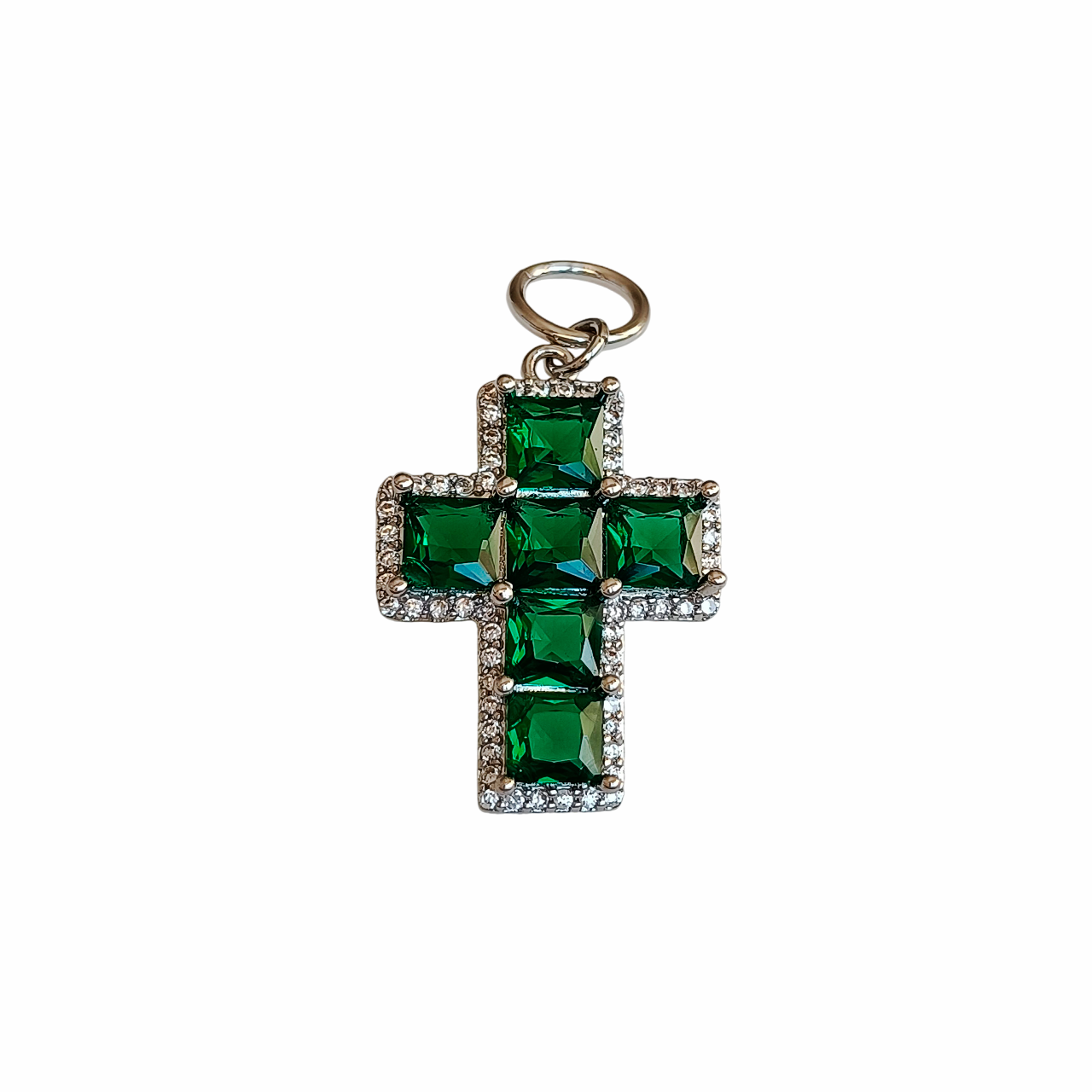 Emerald Radiance Cross Charm