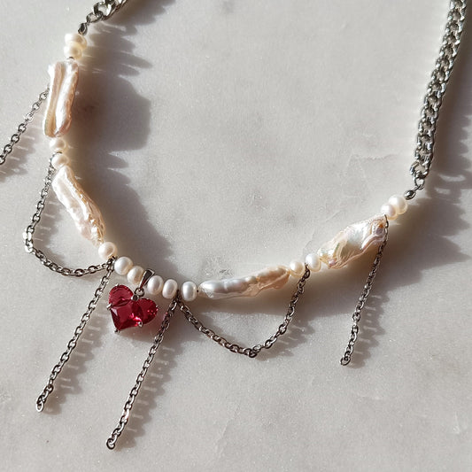 Enchanted Pearl Heart Necklace