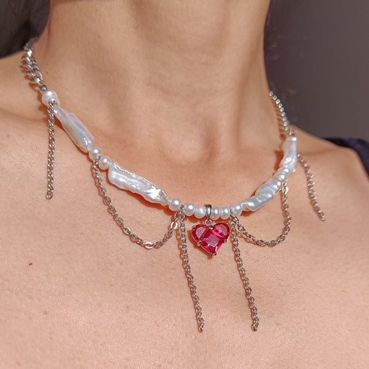 Enchanted Pearl Heart Necklace