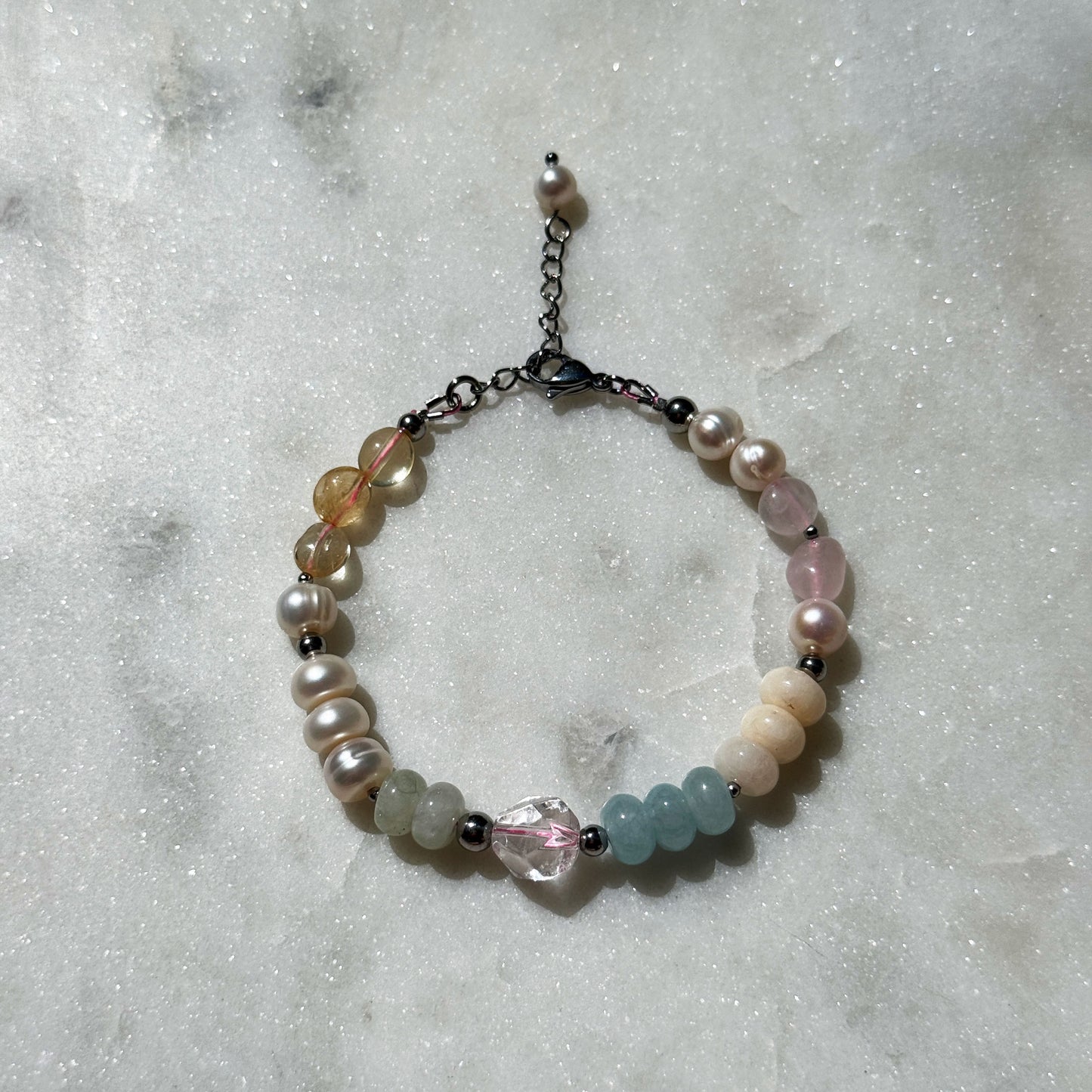 Ethereal Dawn Bracelet With Silver Chain