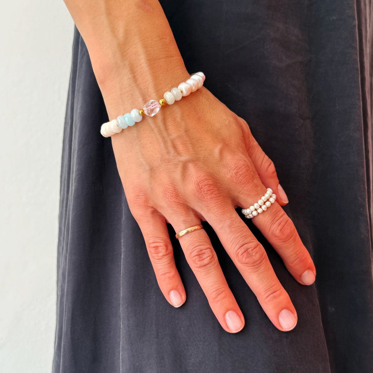 Ethereal Dawn Bracelet With Gold Chain