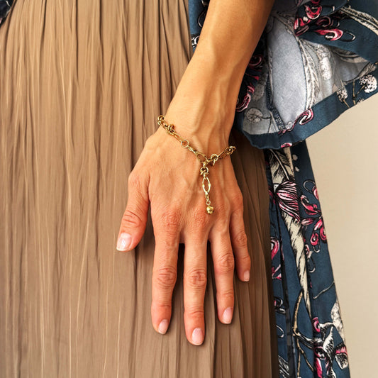 Gold-Plated Sculptural Chain Bracelet