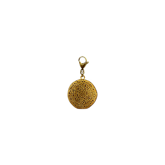 Gold Aztec Calendar Coin Pendant