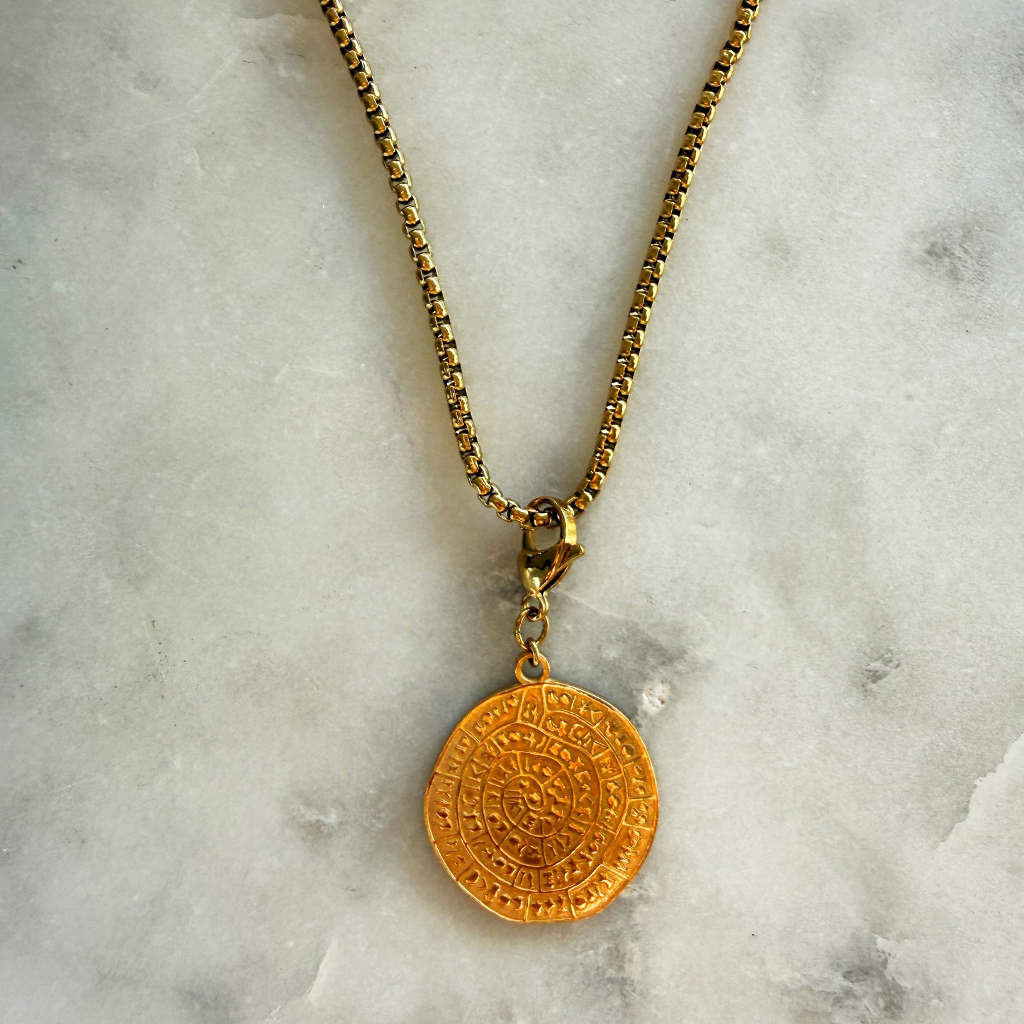 Silver Aztec Calendar Coin Pendant