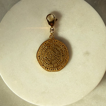 Silver Aztec Calendar Coin Pendant