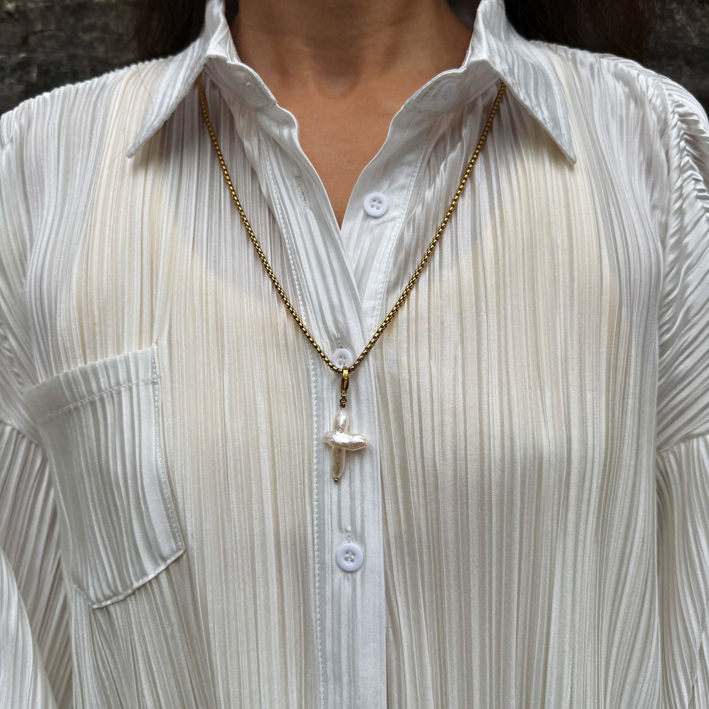 Silver Long Engraved Pendant Chain