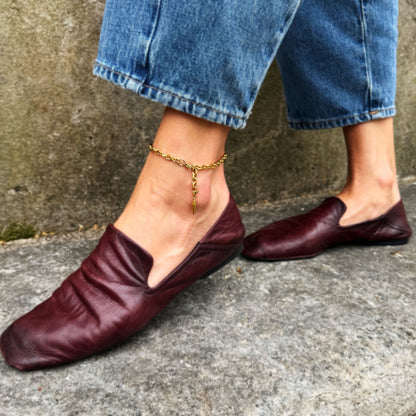 Gold Spiked Pendant Anklets