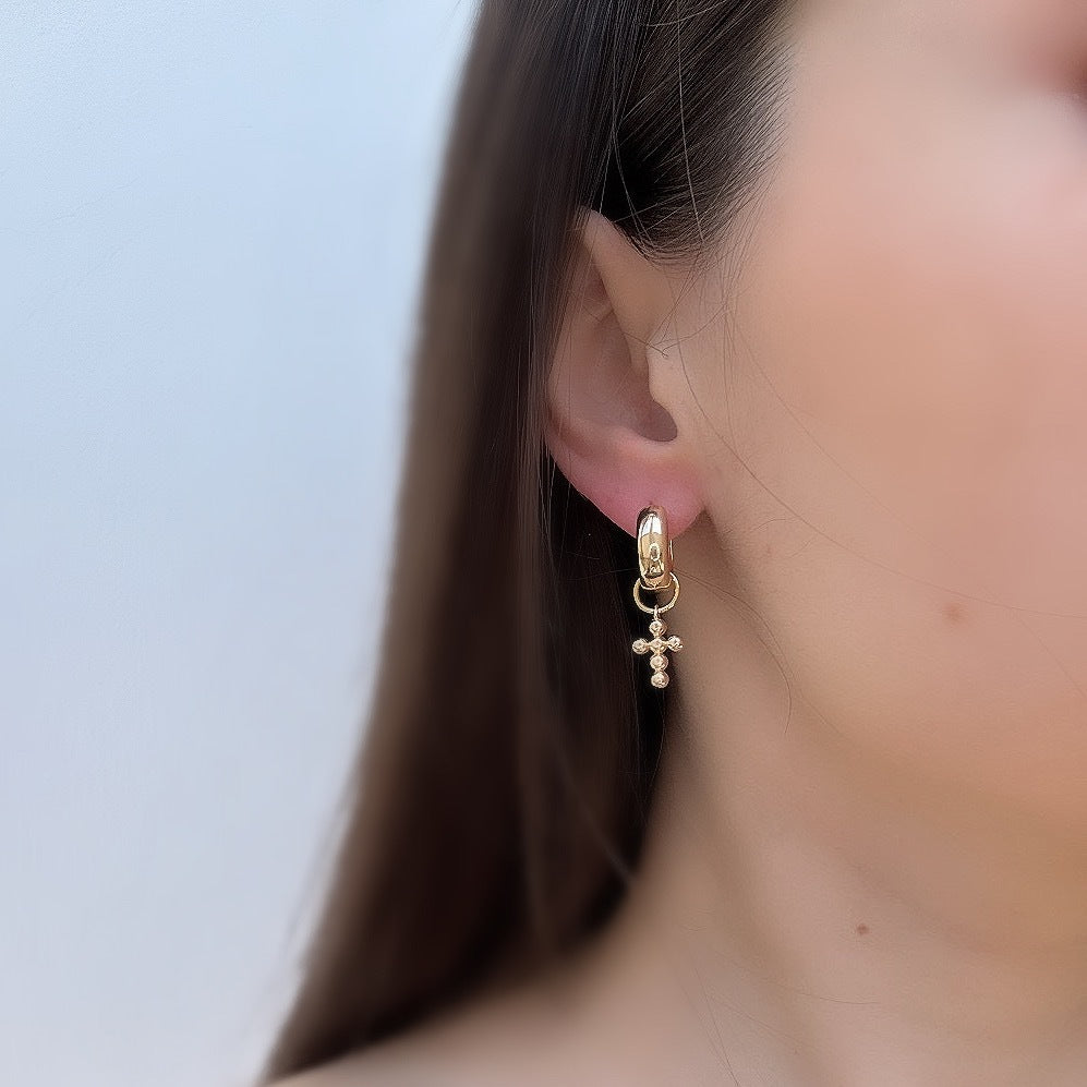 Golden Orb Cross Charm