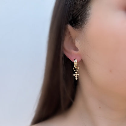 Golden Orb Cross Charm