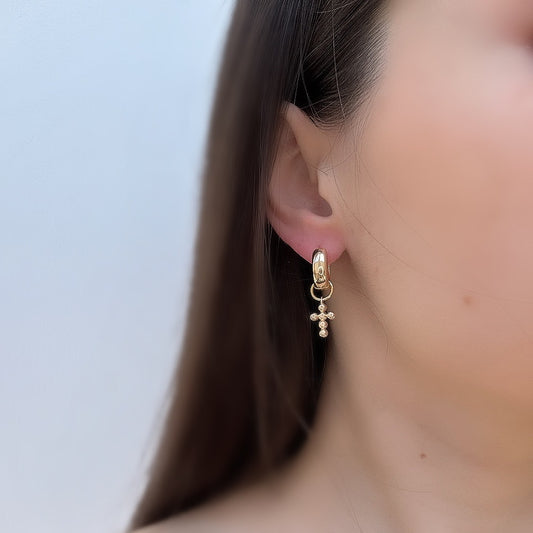 Golden Orb Cross Charm