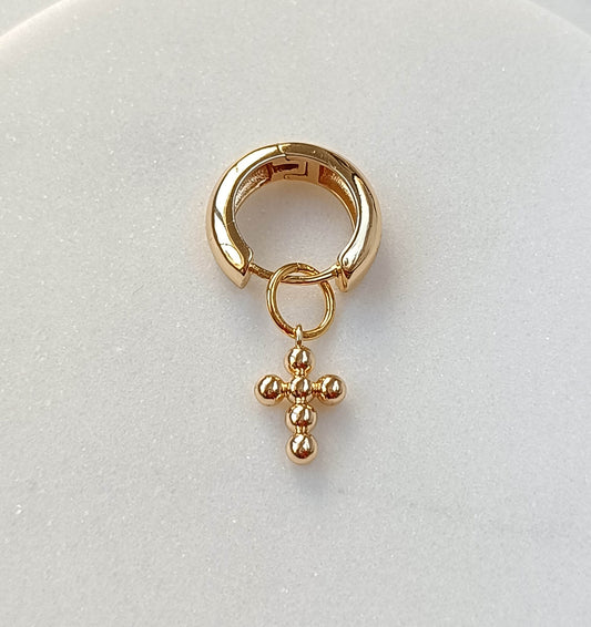 Golden Orb Cross Charm