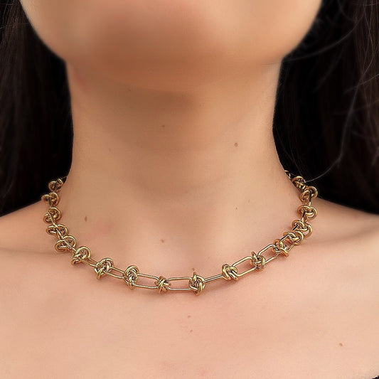 Sleek Nautical Gold Steel Necklace