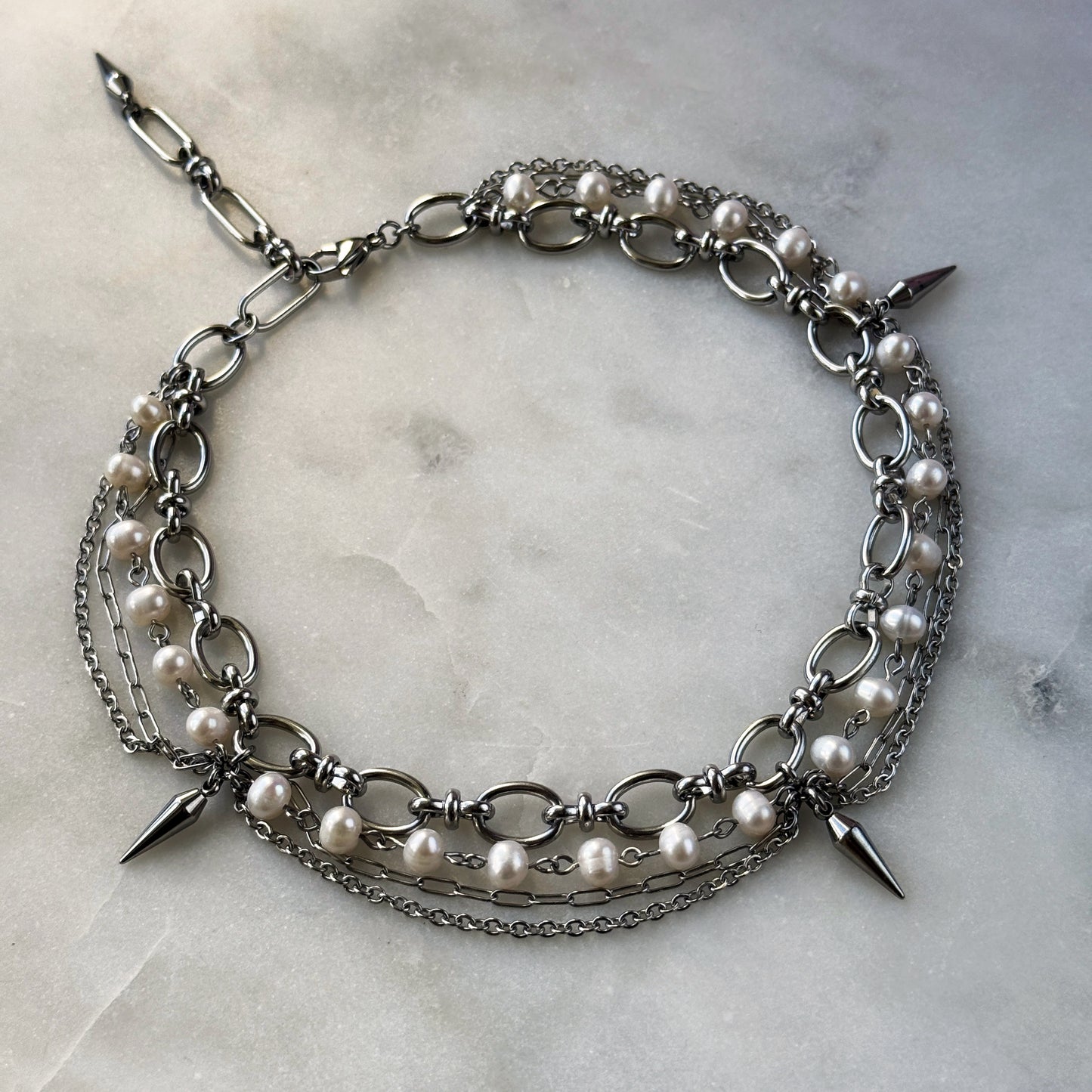 Gothic Necklace With Natural Pearl