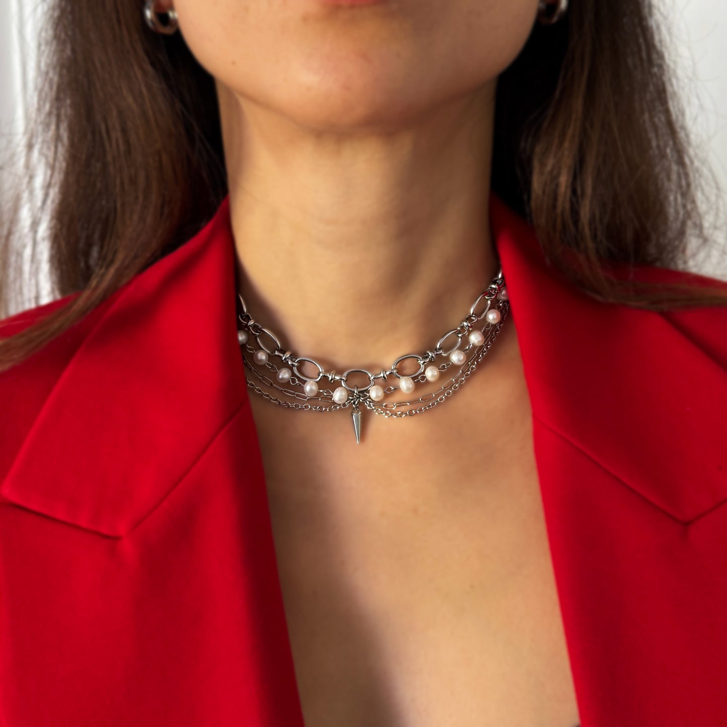 Gothic Necklace With Natural Pearl