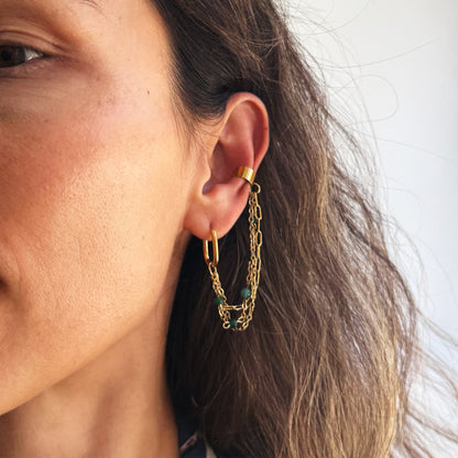 Green Agate Chain Monoearring