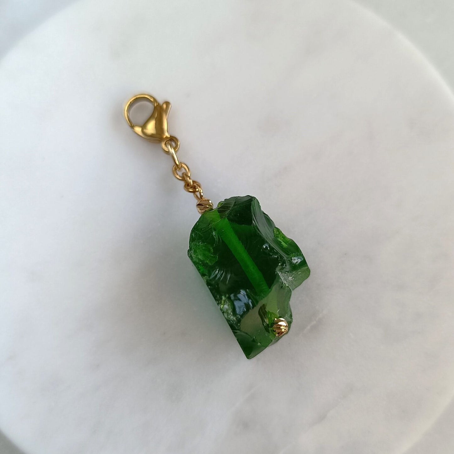 Green Glass Pendant Gold
