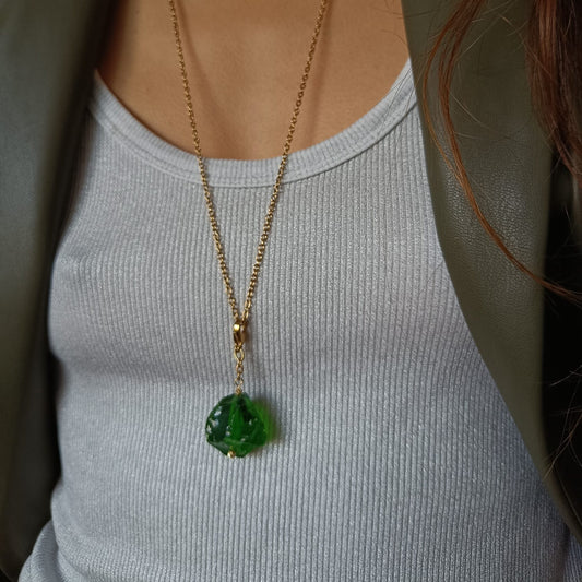 Green Glass Pendant Gold