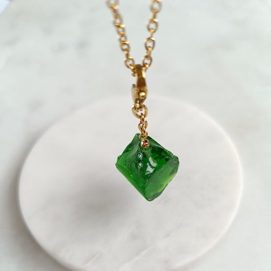 Green Glass Pendant Gold