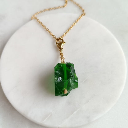 Green Glass Pendant Gold