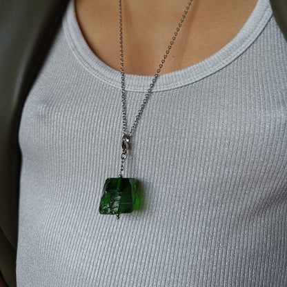 Green Glass Pendant Gold