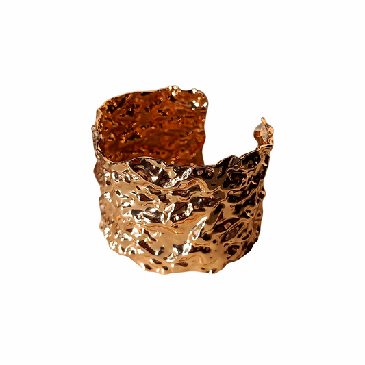 Hammered Gold Steel Cuff Bracelet