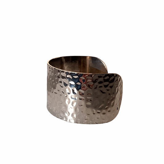 Hammered Silver Steel Cuff Bracelet