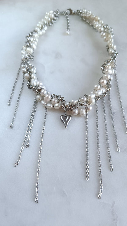 Choker From Pearl With Heart