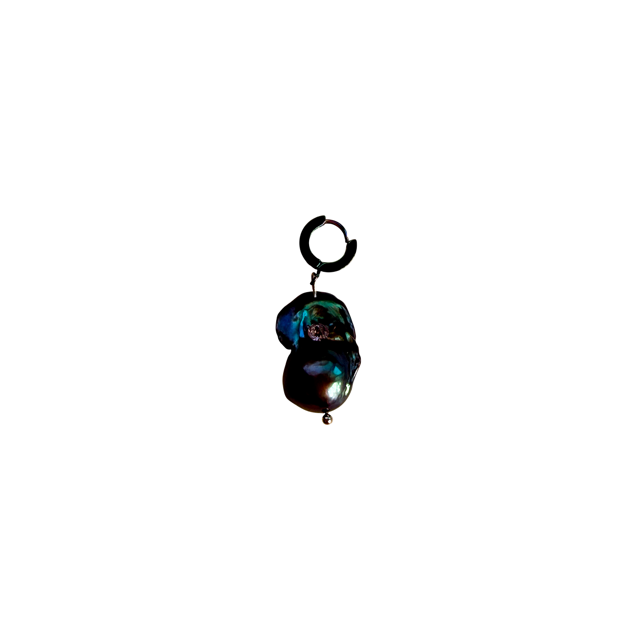Iridescent Baroque Pearl & Steel Charm