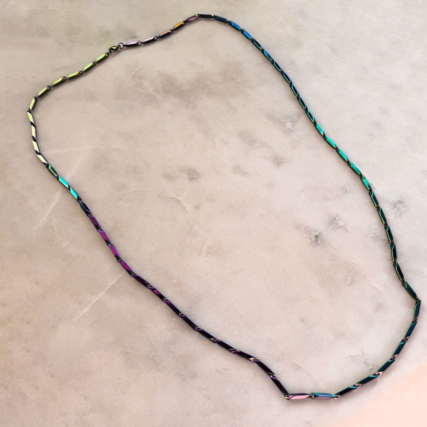 Iridescent Steel Chain Necklace