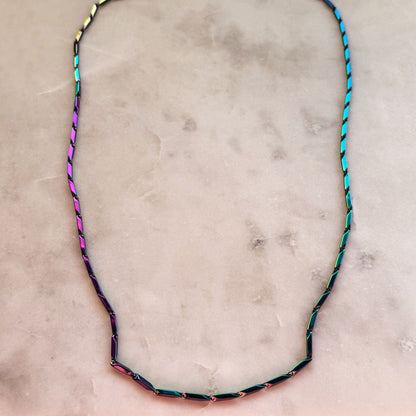 Iridescent Steel Chain Necklace