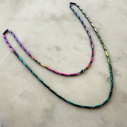 Iridescent Steel Chain Necklace