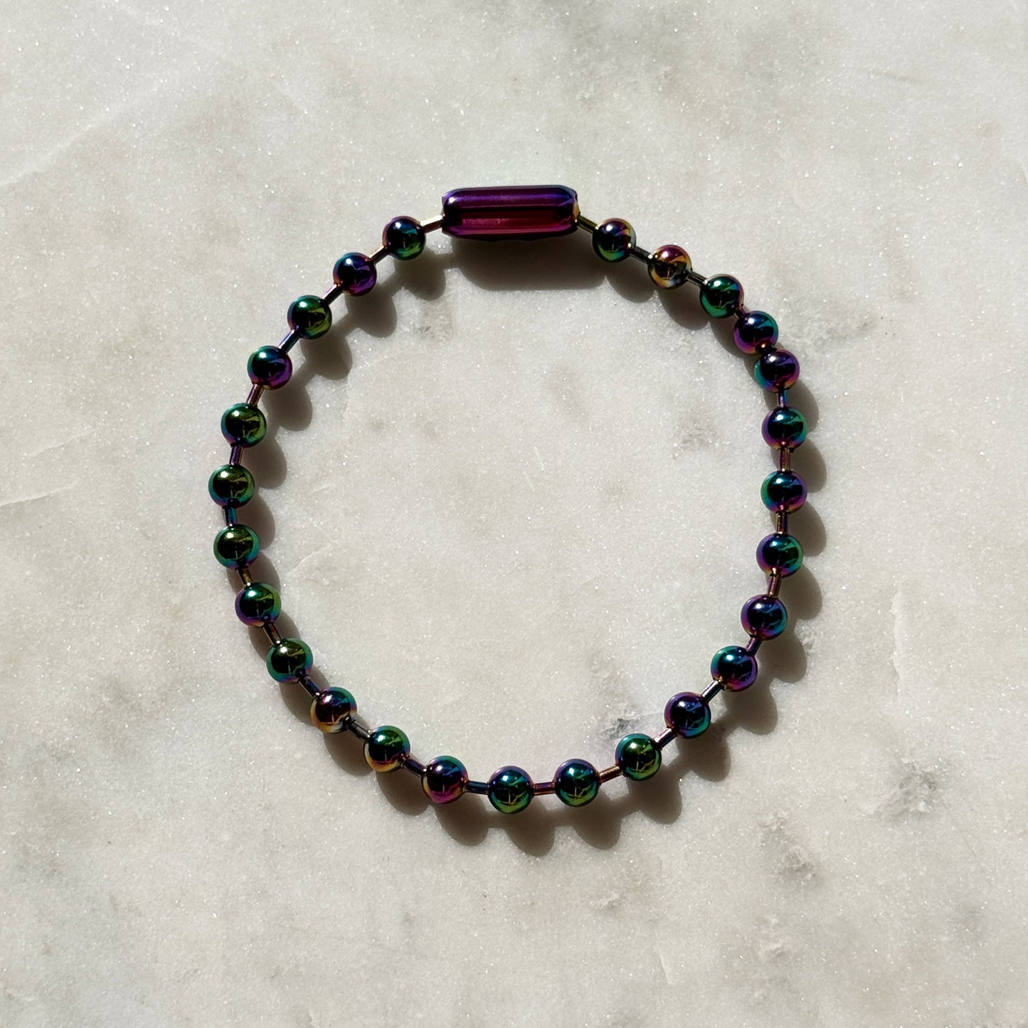 Iridescent Steel Choker With Pearl