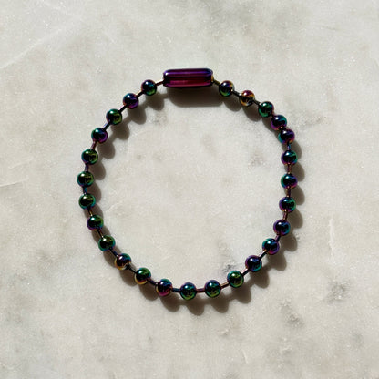 Iridescent Steel Choker With Pearl